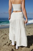 John Galt White & Orange Olive Maxi Skirt