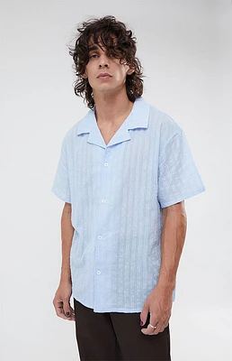 Pointelle Textured Woven Camp Shirt