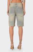 Edikted Shira Washed Denim Bermuda Shorts