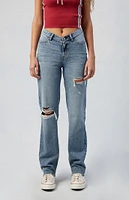 PacSun Medium Indigo Ripped V Dip '90s Boyfriend Jeans