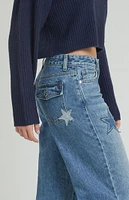 PacSun Medium Indigo Rhinestone Star Low Rise Baggy Jeans