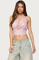 Edikted Stripey Metallic Cowl Neck Halter Top