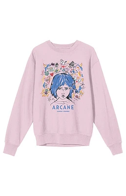 Arcane League Of Legends Powder Doodle Art Crew Neck Sweatshirt