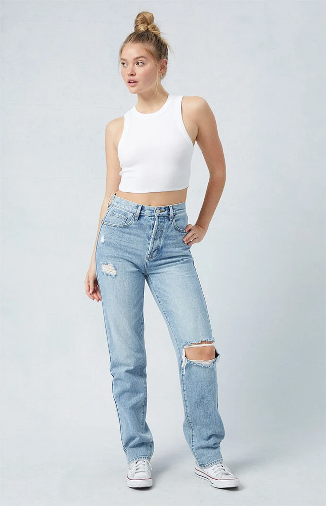 PacSun Light Indigo Ripped Dad Jeans