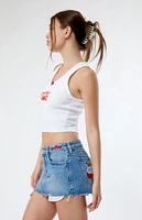 Coca Cola By PacSun Cherry Coke Low Rise Micro Denim Mini Skirt