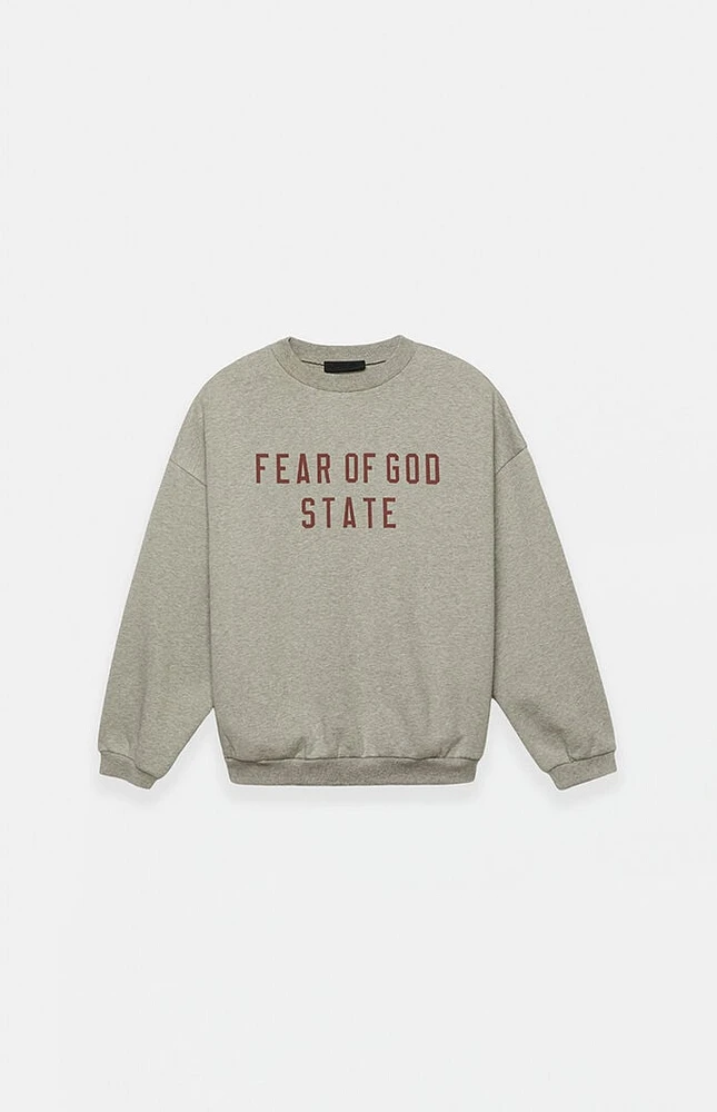 Fear of God Essentials Kids Dark Heather Oatmeal Fleece Crew Neck Sweatshirt