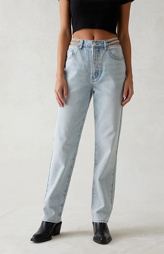 PacSun Light Blue Sparkle Dad Jeans