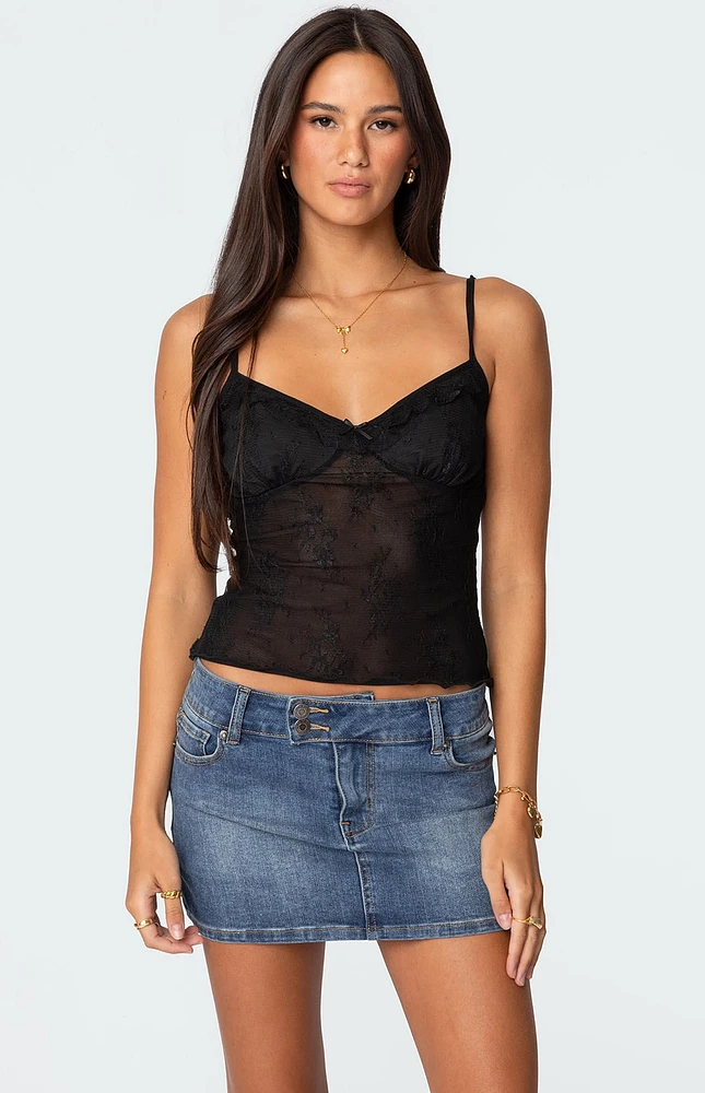 Edikted Angelina Sheer Lace Tank Top