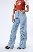 PacSun Light Indigo Ruched Wide Leg Jeans