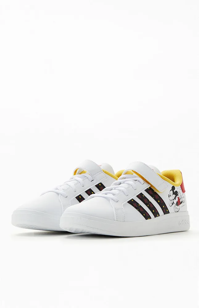 adidas Kids White Grand Court Mickey Mouse Shoes