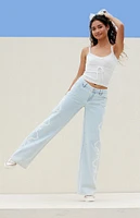 PacSun Light Indigo Bow Low Rise Baggy Jeans