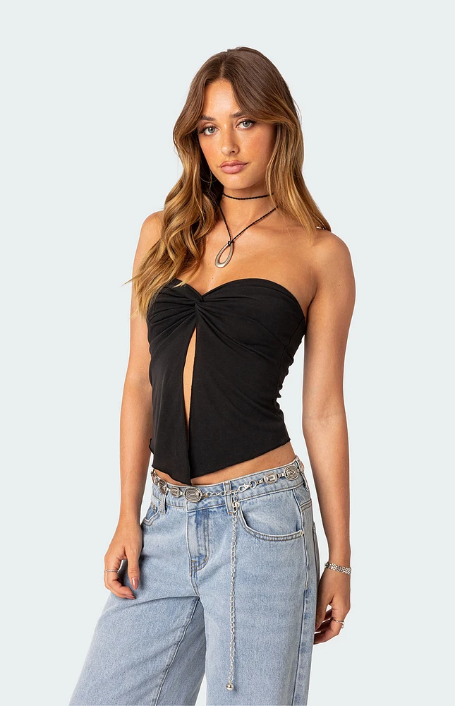 Twisted Split Front Tube Top