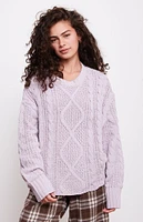 LA Hearts Violet Cable Knit Boxy  Sweater