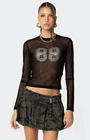 Edikted 88 Rhinestone Sheer Mesh Top