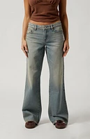 Pacsun Casey Whisker Low Rise Baggy Jeans Light Indigo