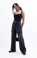 PacSun Cali Black Bow Baggy Boyfriend Jeans