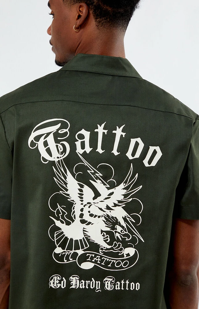 Ed Hardy Tiger Twill Camp Shirt