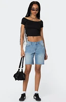 Edikted Riptide Denim Bermuda Shorts