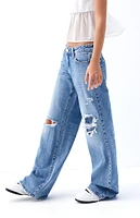 PacSun Casey Medium Indigo Ripped Low Rise Baggy Jeans