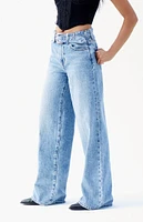 PacSun Jessie Medium Indigo Western Belt High Waisted Baggy Jeans