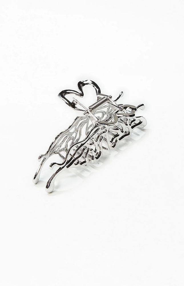 LA Hearts Silver Metal Heart Claw Clip