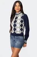 Edikted Madisen Argyle Knit Cardigan