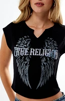 True Religion Crystal Wings V Notch Top