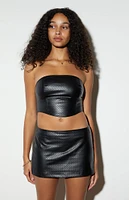 LA Hearts Faux Leather Textured Micro Mini Skirt