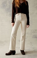 PacSun Cream Stretch High Waisted Bootcut Jeans