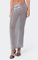 Edikted Riki Sheer Sequin Maxi Skirt