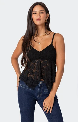 Edikted Orchid Sheer Lace Top