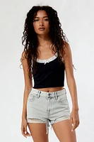 PacSun Eco Light Gray Ripped High Waisted Denim Festival Shorts