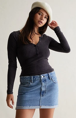 Est. PAC 1980 Ashlee Notched Washed Henley Top