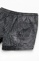 PacSun Black Crocodile 4.5" Swim Trunks