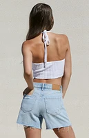 Eco Light Indigo Ripped High Waisted Relaxed Jorts