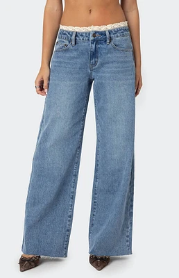 Edikted Karlie Lace Trim Jeans