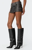 Edikted Washed Faux Leather Mini Skort