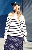 John Galt White & Blue Striped Brianna Sweater