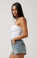 PacSun Medium Indigo Distressed Denim Mom Shorts