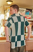 Pacsun Kids Open Knit Green & White Spence Shirt