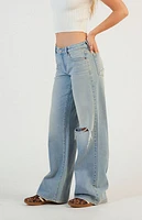 Pacsun Casey Ripped Low Rise Baggy Jeans Light Indigo