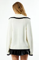 WEWOREWHAT Collar V Neck Oversized Sweater