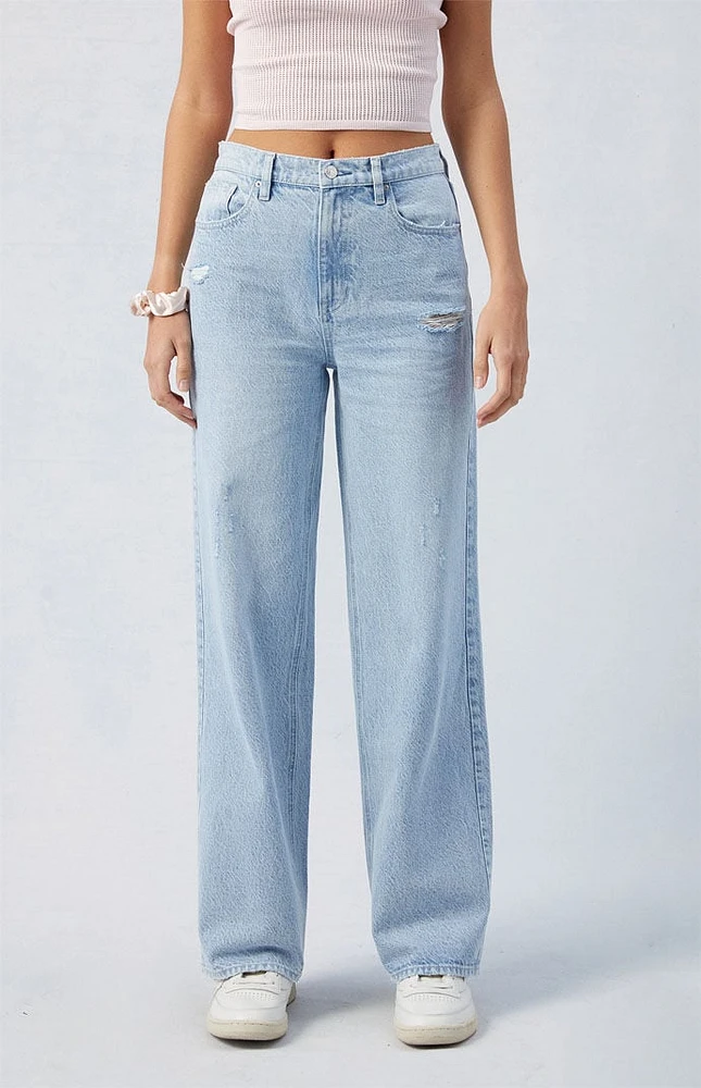 PacSun Cali Light Indigo Ripped Baggy Boyfriend Jeans