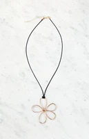 Wire Flower Cord Necklace