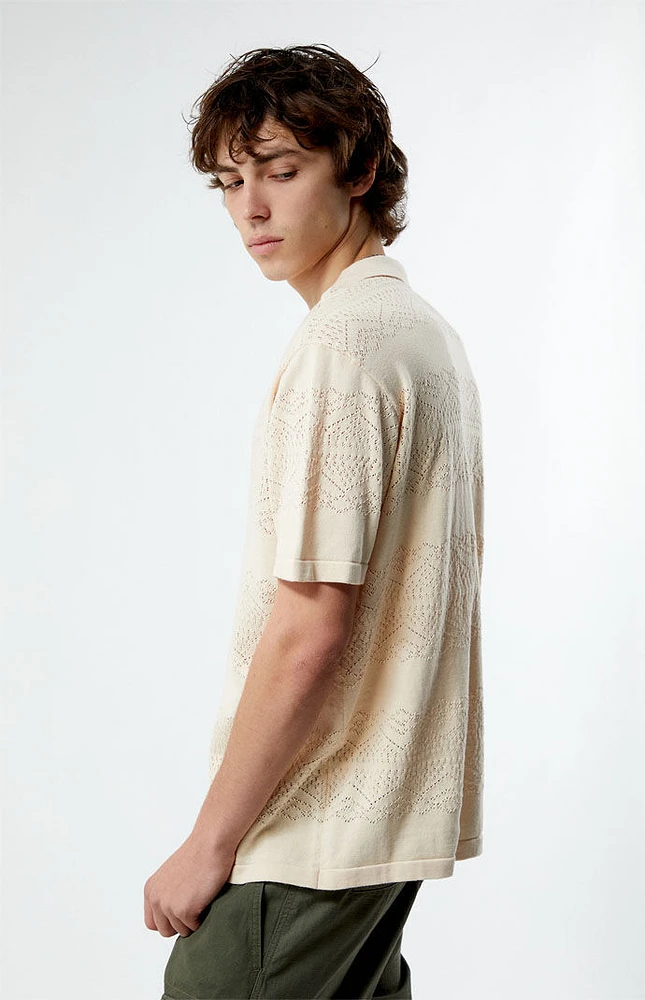 PacSun Hudson Cream Oversized Camp Shirt