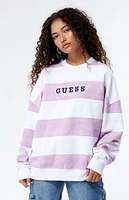 Guess Striped Logo Oversized Crew Neck Sweatshirt