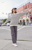 John Galt White & Black Thin Striped Brianna Sweater