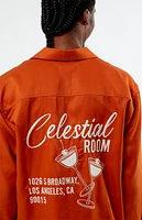 Pacsun Celestial Room Embroidered Cropped Camp Shirt