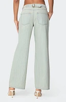 Edikted Lannah Textured Low Rise Jeans
