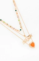 LA Hearts Lucky Girl Beaded Layered Necklace